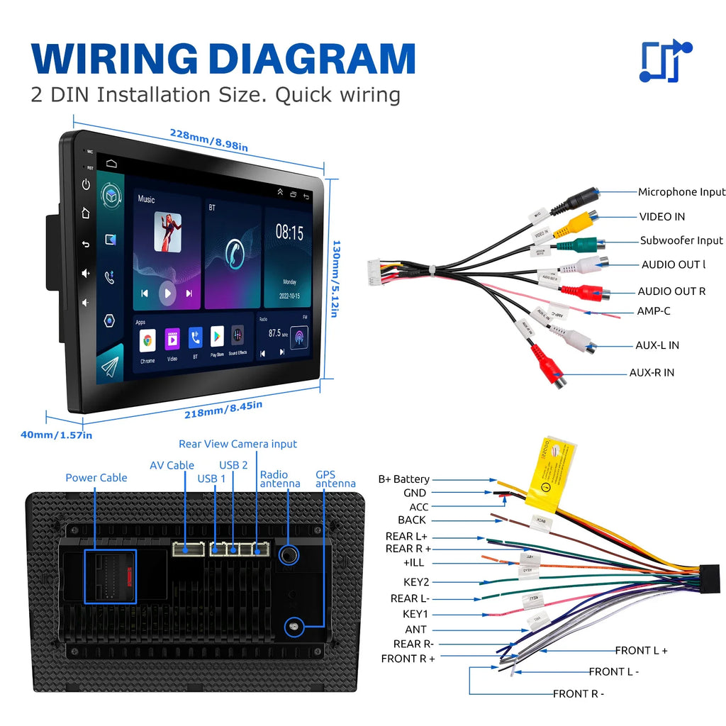 ESSGOO 2 Din Car Radio Carplay Android Auto 7 9 10 Inch 4G 64G Universal Multimedia Player DSP FM RDS AHD GPS WIFI Autoradio