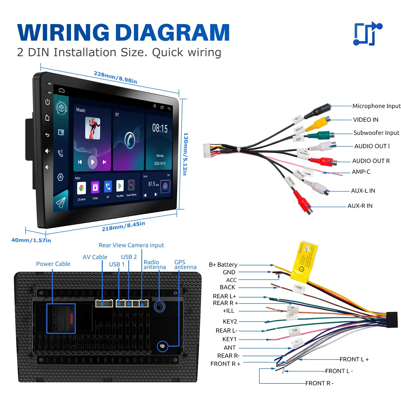 ESSGOO 2 Din Car Radio Carplay Android Auto 7 9 10 Inch 4G 64G Universal Multimedia Player DSP FM RDS AHD GPS WIFI Autoradio