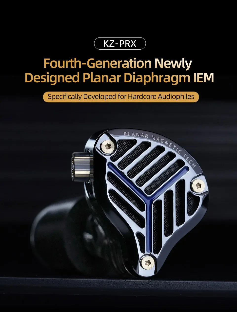 KZ PRX Fourth-Generation Planar Diaphragm Earphones HiFi Bass Earbuds Sport Monitor Headset with High-Purity Silver-Plated Cable