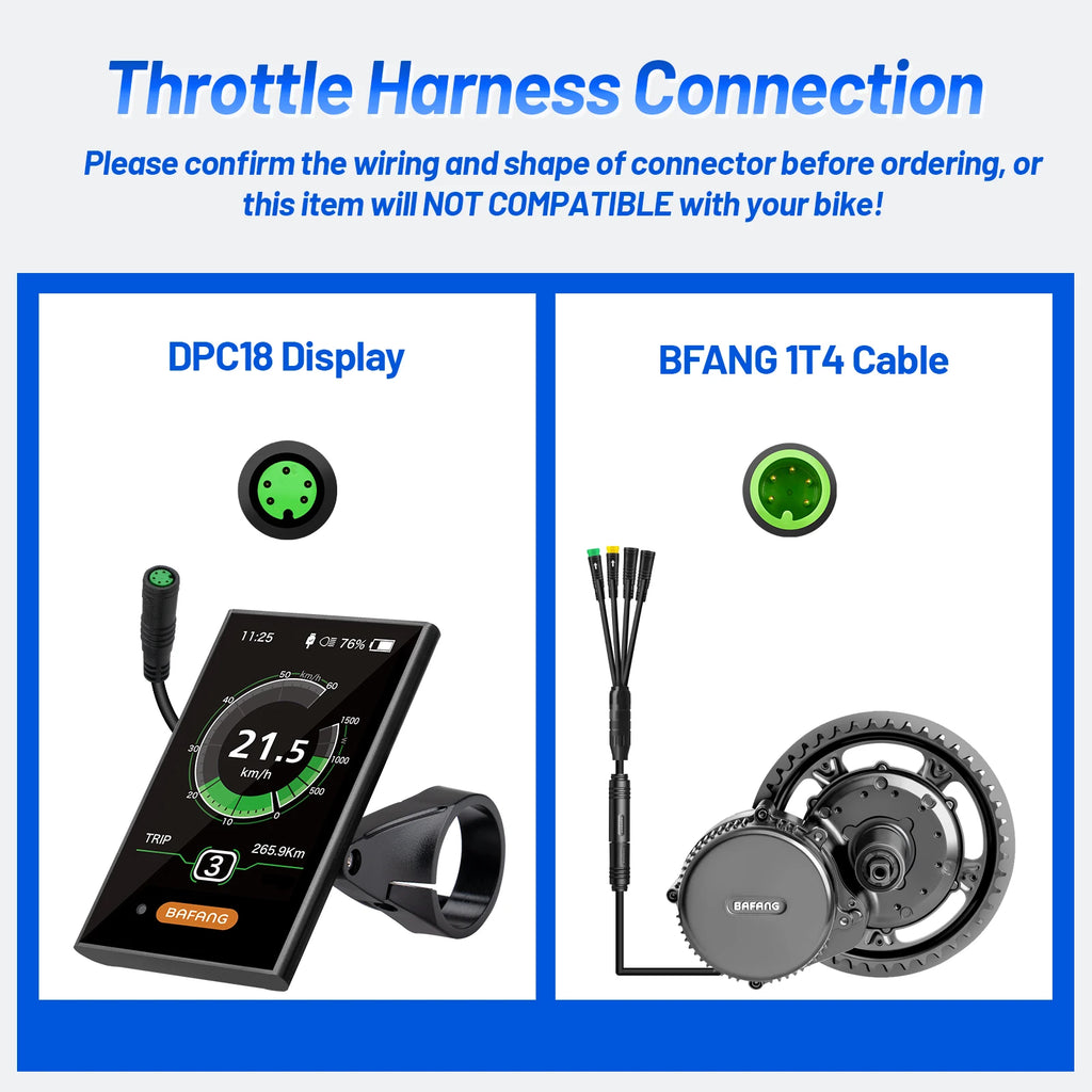 Bafang DPC18 Electric Bike Display with Speedometer USB Charging Port for Mid Drive Motor BBS01B BBS02B BBSHD Speedometer