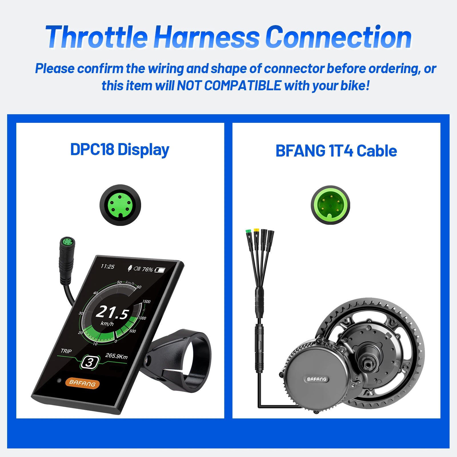 Bafang DPC18 Electric Bike Display with Speedometer USB Charging Port for Mid Drive Motor BBS01B BBS02B BBSHD Speedometer