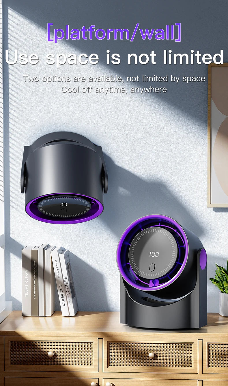 TINSOL New Desktop Electric Fan Air Circulator, Wireless Portable Home Silent Ventilator Suitable for Desktop Wall and Ceiling
