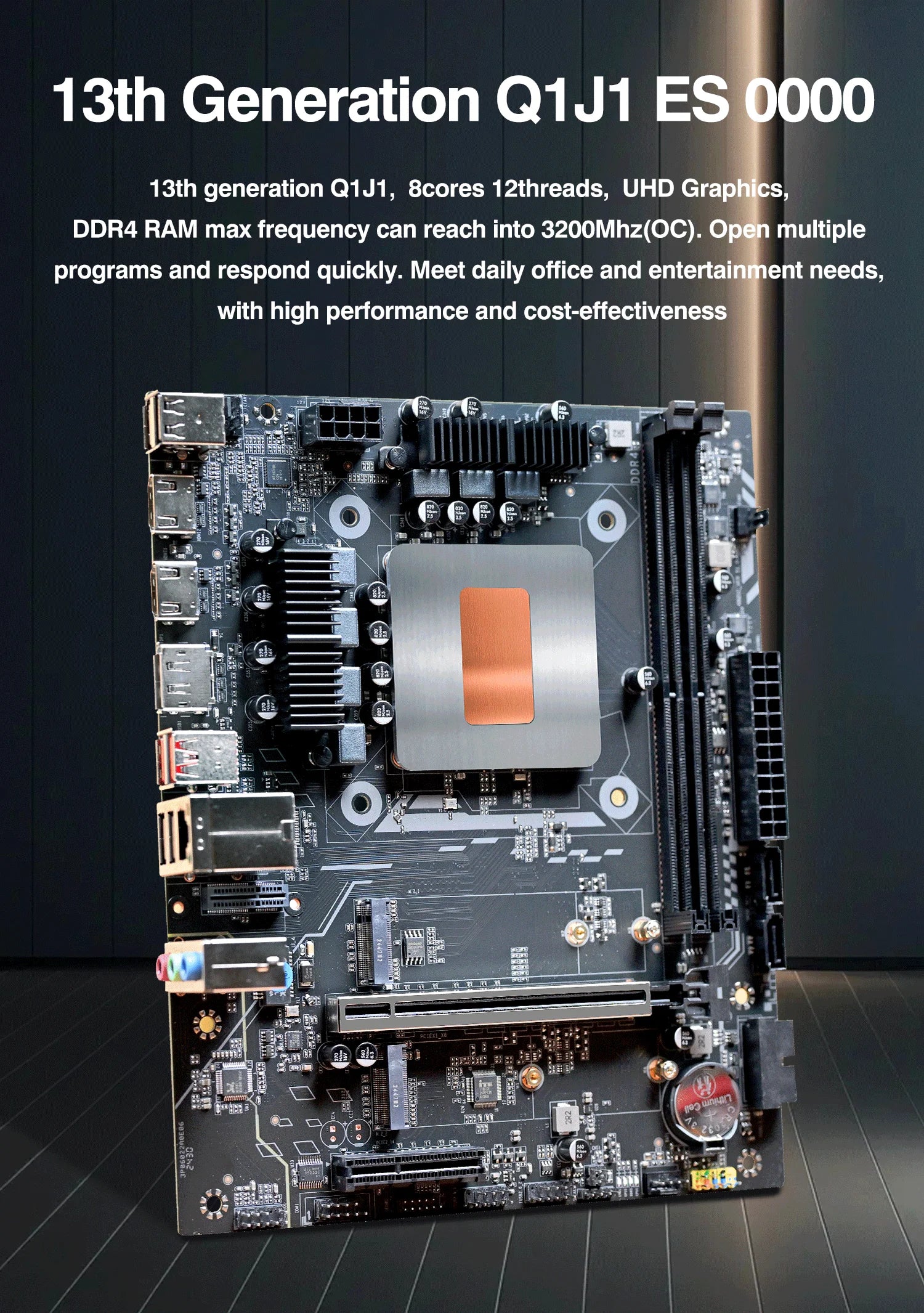 DIY Gaming Computer Motherboard with Onboard CPU 13th Core Interpose Kit Q1J1 ES 0000 8C12T DDR4 RAM LGA115X Desktop PC