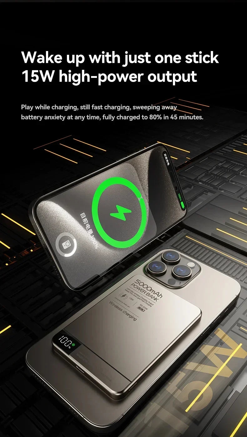 Lenovo 10000mah Ultra-thin Power Bank Magnetic Wireless Digital Display Fast Charging External Battery For Magsafe For Iphone