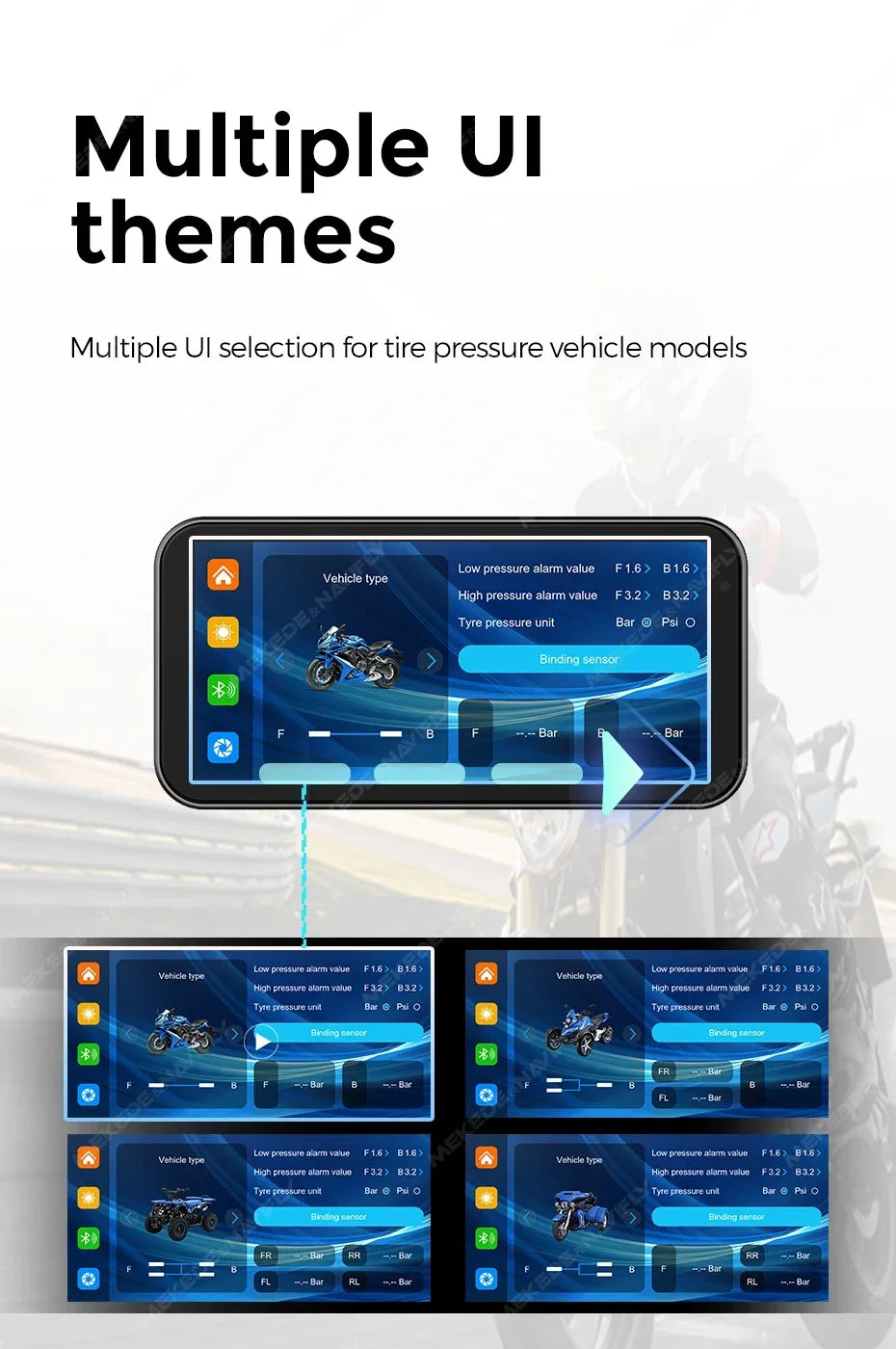 NaviFly 6.25" Motorcycle Wireless CarPlay Moto Android Auto Portable Digital Dashboard Navigation Display Optional DVR TPMS