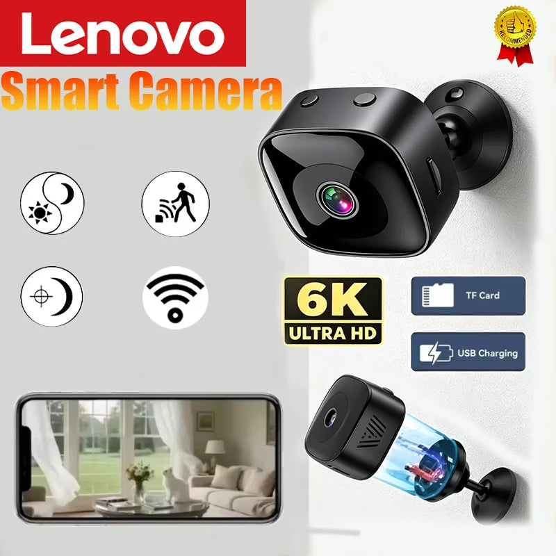 Lenovo 6K HD Wifi Mini Camera Wireless Security Protection Remote Monitor Camcorders Video Surveillance Home Smart Camera