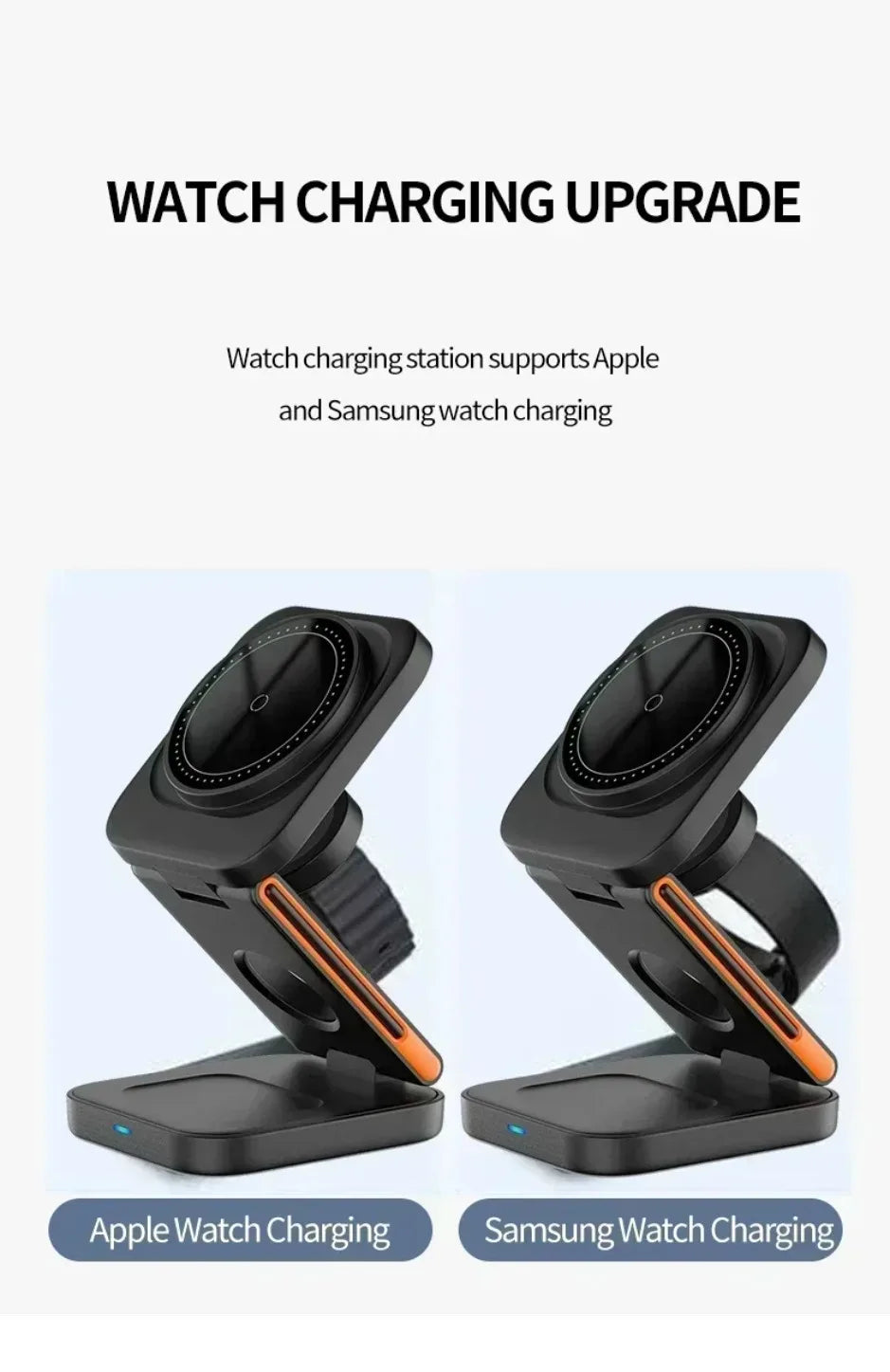 XIKCU 3 in 1 Foldable Charging Station Fast Magnetic Wireless Charger Stand for iPhone 16-12 Apple Watch 9 8 7 6 Airpods Pro
