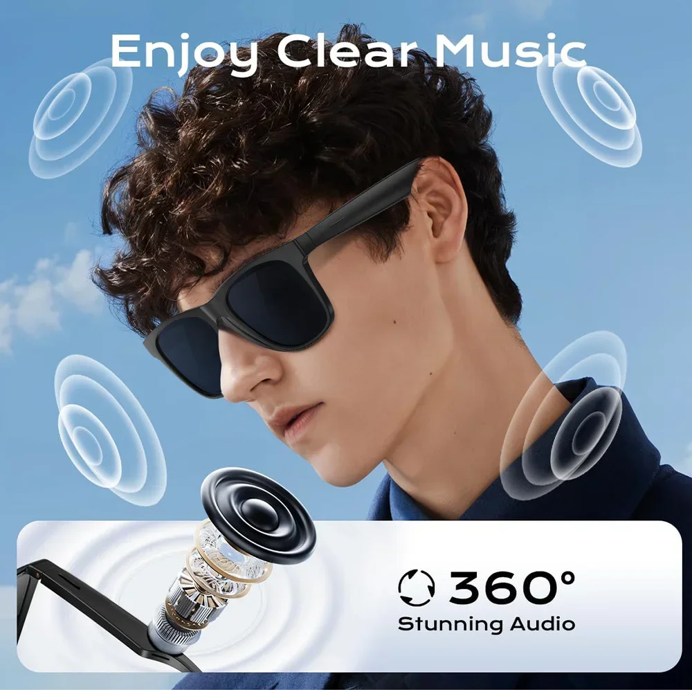 Lenovo AI Smart Glasses 8K 1600MP Touch Control Photo Recording Voice Assistant Translator Music Wireless Bluetooth Sunglasses