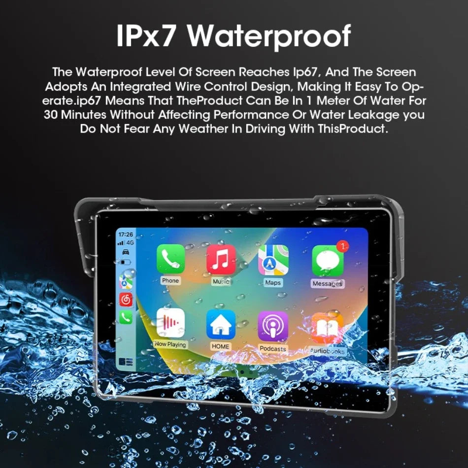 Jansite 5/7 inch Motorcycle Carplay Screen GPS Navigation Wireless Carplay Android Auto Dual Bluetooth IPX7 Waterproof Display