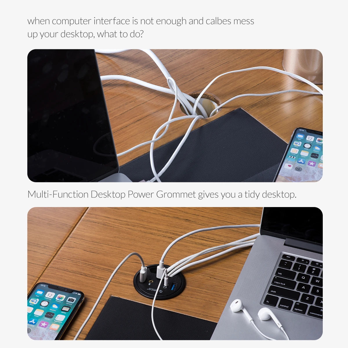 ORICO 5Gbps High-Speed USB HUB Splitter Multi Desktop Grommet USB 3.0 Ports Desk Mount Adapter for PC Tablet Phone High Quality