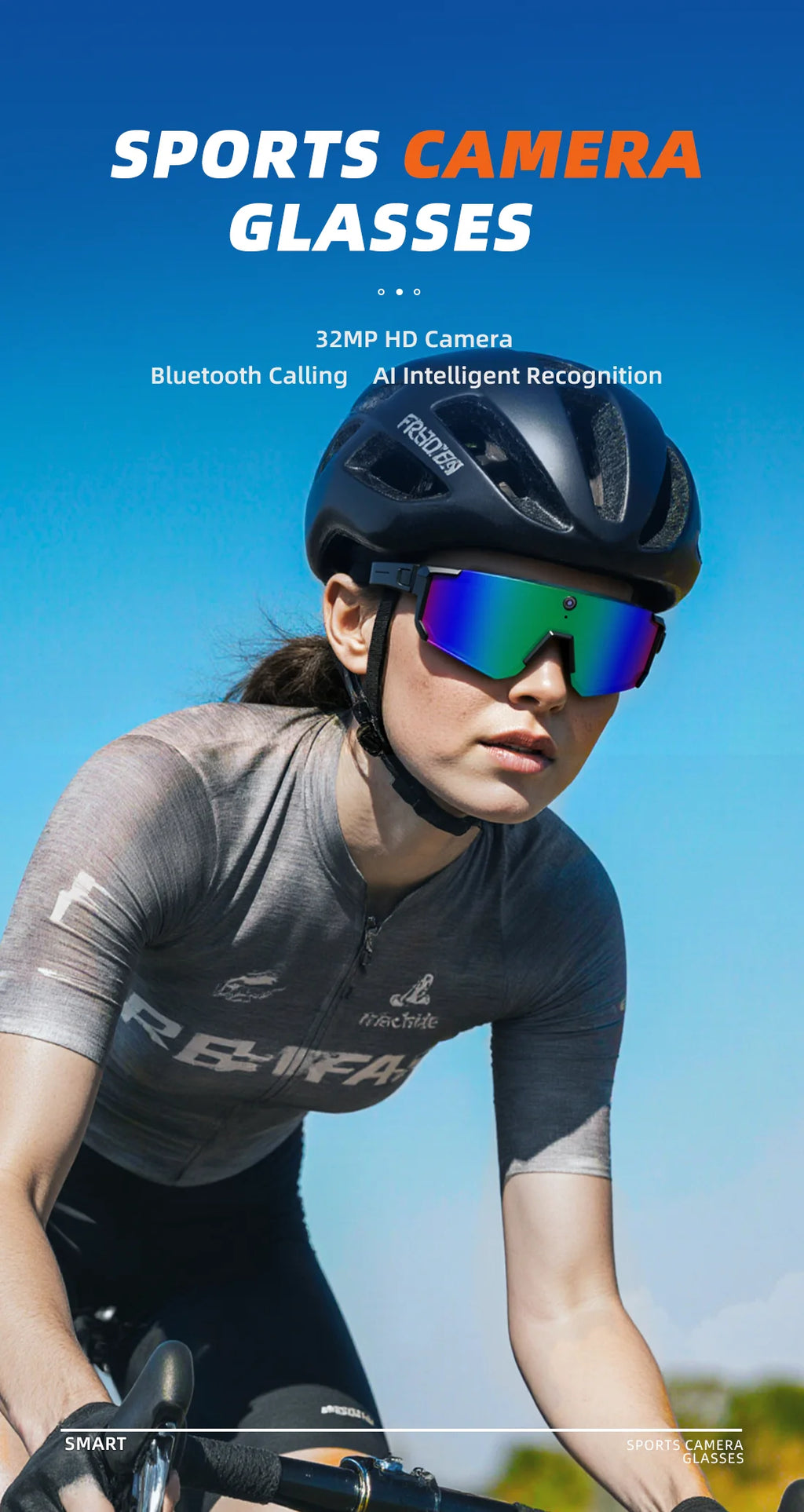 New AI smart shooting&recording glasses with 800W camera, HD anti-shake bicycle riding shooting artifact, windproof goggles 2026
