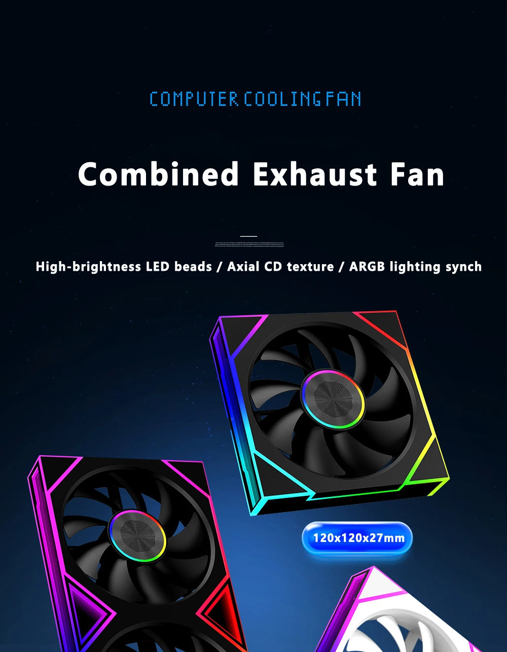ICE Whale WZ-120/240/360 PC Case Fan  ARGB Motherboard Sync combination structure Cold Exhaust Cooling Fan ventilador