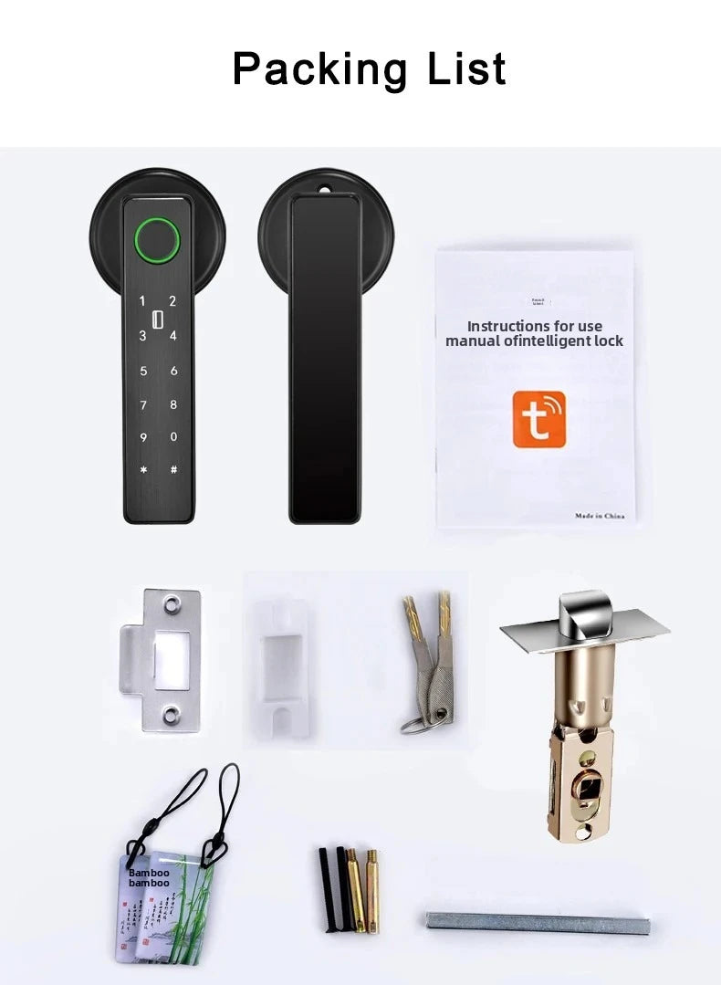Tuya SmartLife APP WiFi Remote Control Smart Fingerprint Password RFID IC Card Dead Bolt Lock For Indoor Home Wooden Metal Door