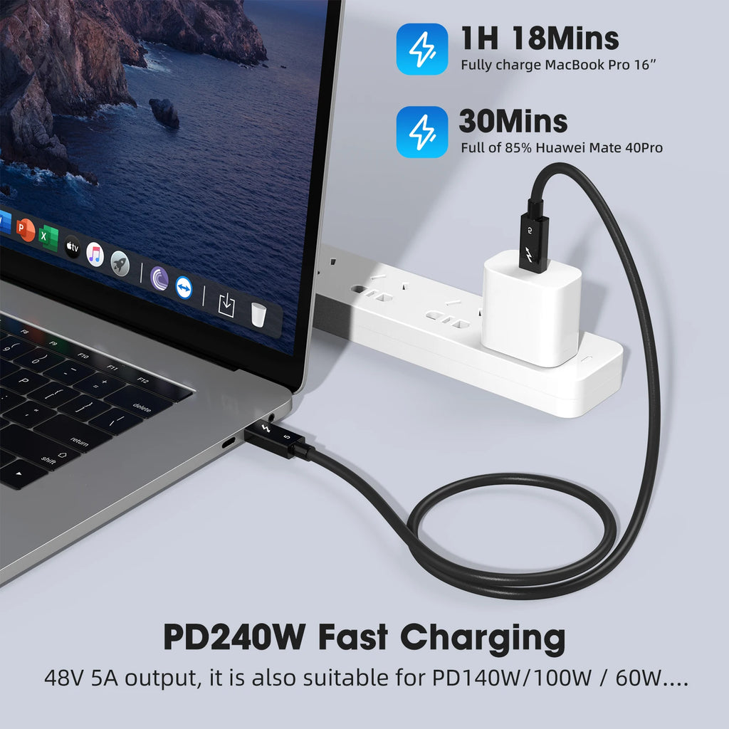120Gbps Thunderbolt 5 Data Cable 240W 16K Compatible with Thunderbolt 4 USB4 Full-featured Transmission Fast Charging