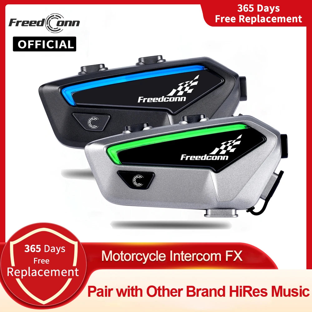 Motorcycle Intercom Bluetooth Helmet Headset Freedconn FX 10 Riders Pair Other Brands Motorbike Interphone Speaker Communicator