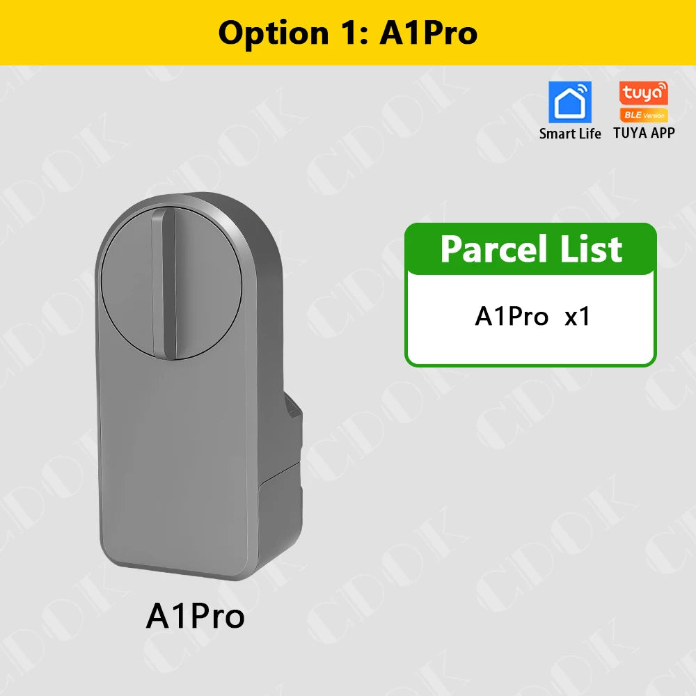 CDOK A1Pro Tuya Bluetooth smart lock is installed on the traditional door lock manual knob to achieve smart unlocking
