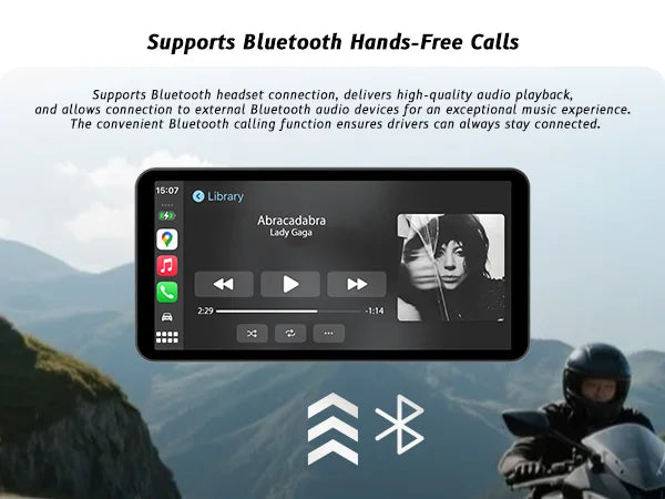 6-Inch Motorcycle Smart Display – Wireless CarPlay & Android Auto | Bluetooth Voice Control | IP67 Waterproof | HD Touchscreen |