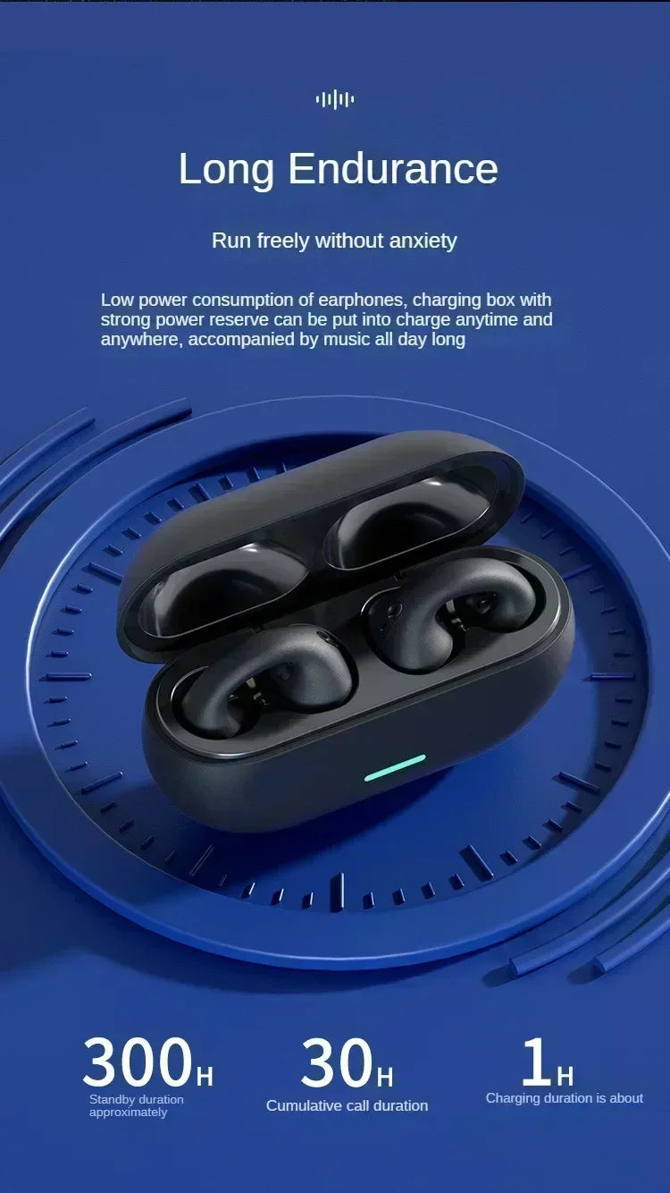 T75 Bluetooth headset 5.3 wireless bone conduction headset clip-on music sports game headset