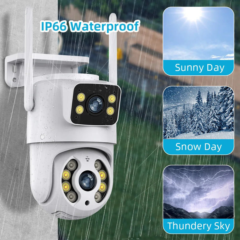 Tuya 8MP WIFI IP Camera PTZ Dual Lens Dual Screen Manual Detection Full Color Night Vision Outdoor Security Surveillance Camera