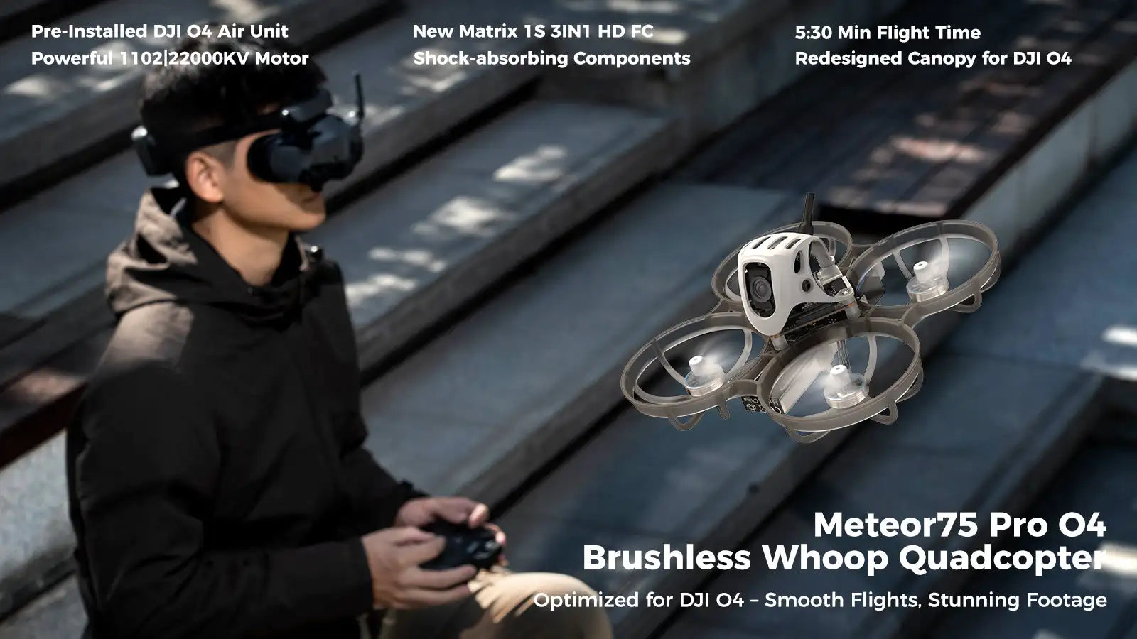 BETAFPV Meteor75 Pro FPV Drones O4 Air Unit Version/PNP Version Brushless Whoop Quadcopter 1102 Motor Mini Smart RC Drones