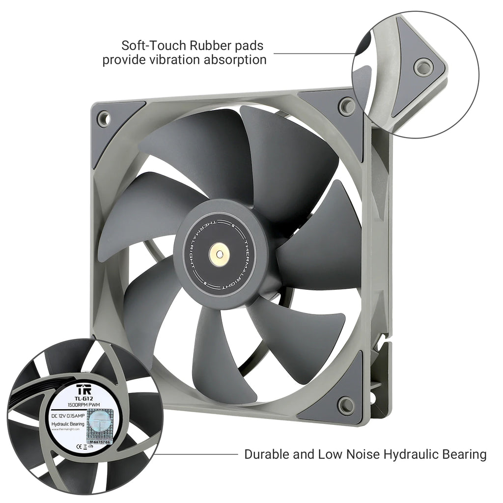 Thermalright 120mm Case Fan TL-G12/G12B/G12RB CPU Cooling Fan 120mm Silent-Balance Fan Reverse Airflow Design Fan