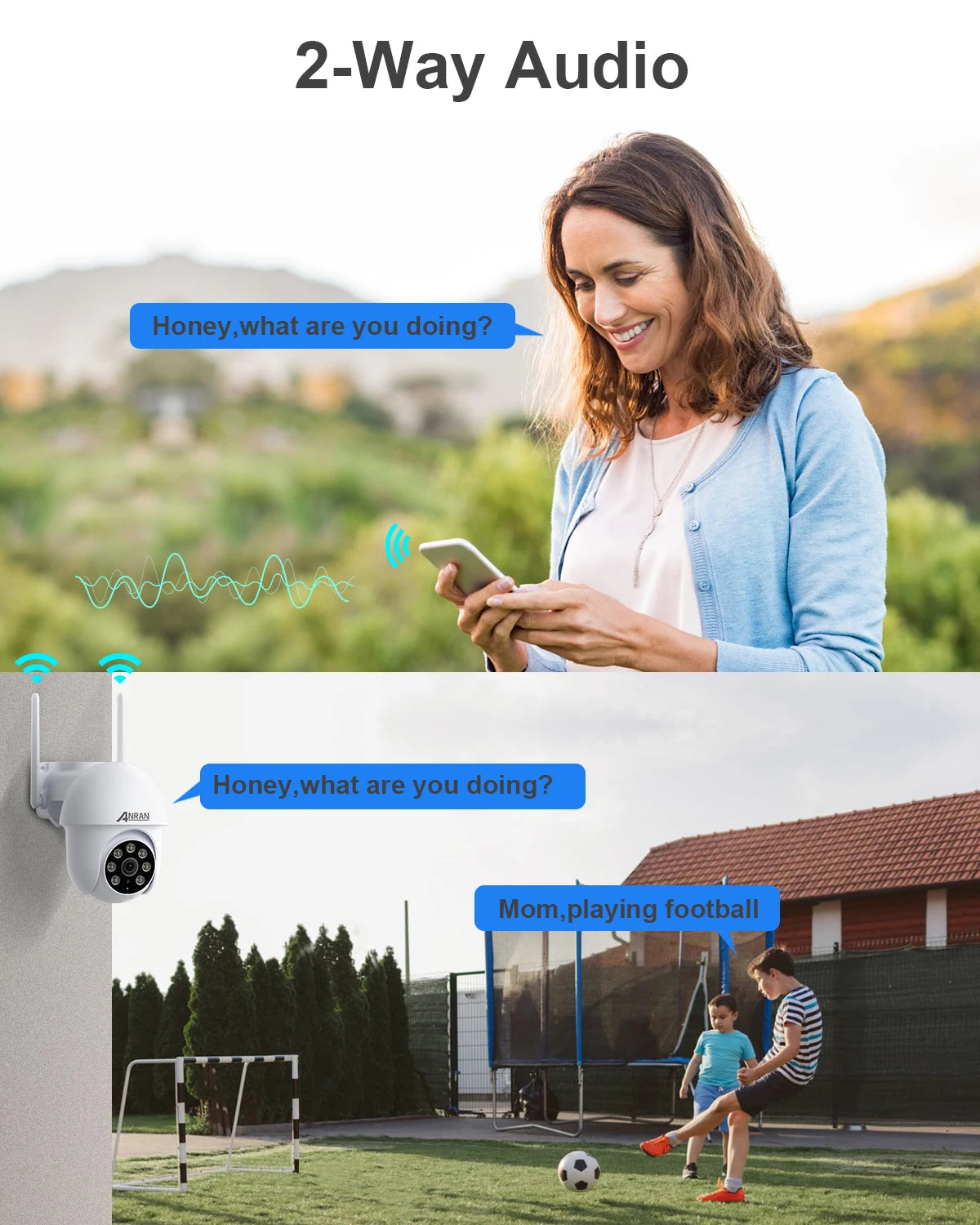 ANRAN 5MP Wired Security Camera 2.4G&5G Wifi Camera 24/7 Record Home Security Protection IP66,Compatible Alexa,Auto Tracking