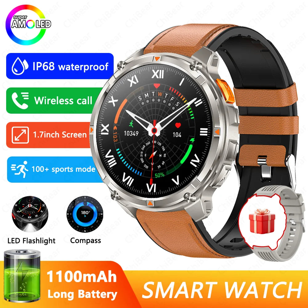 2026 New T-Rex3 Ultra 1100mAh Super Capacity Battery Adult Men Smart Watch 1.7" Large Screen Call 5ATM Waterproof Sports Watches