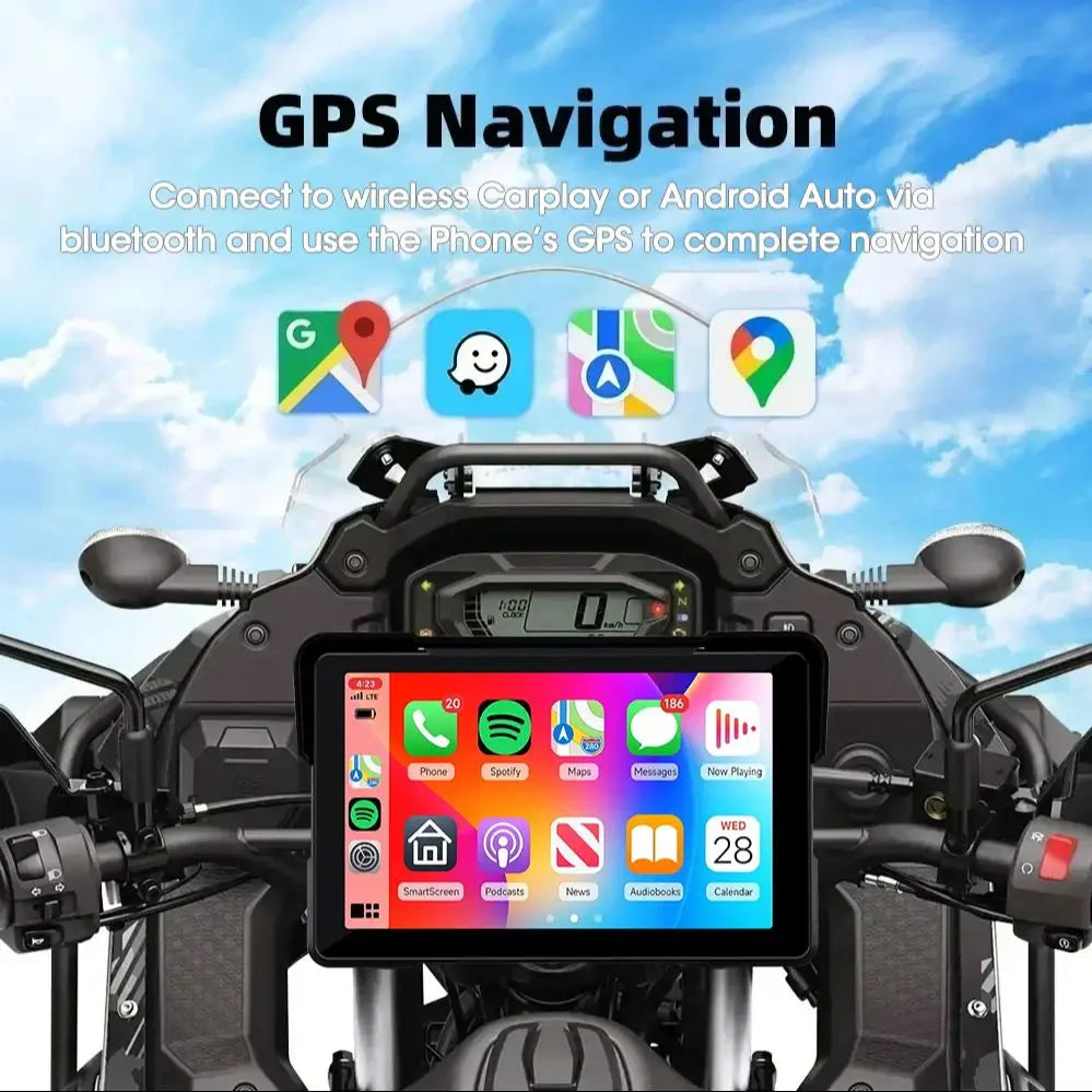 Jansite 5/7 inch Portable Carplay Motorcycle DVR GPS Navigation IPX7 Waterproof LCD Display For Wireless CarPlay Android Auto