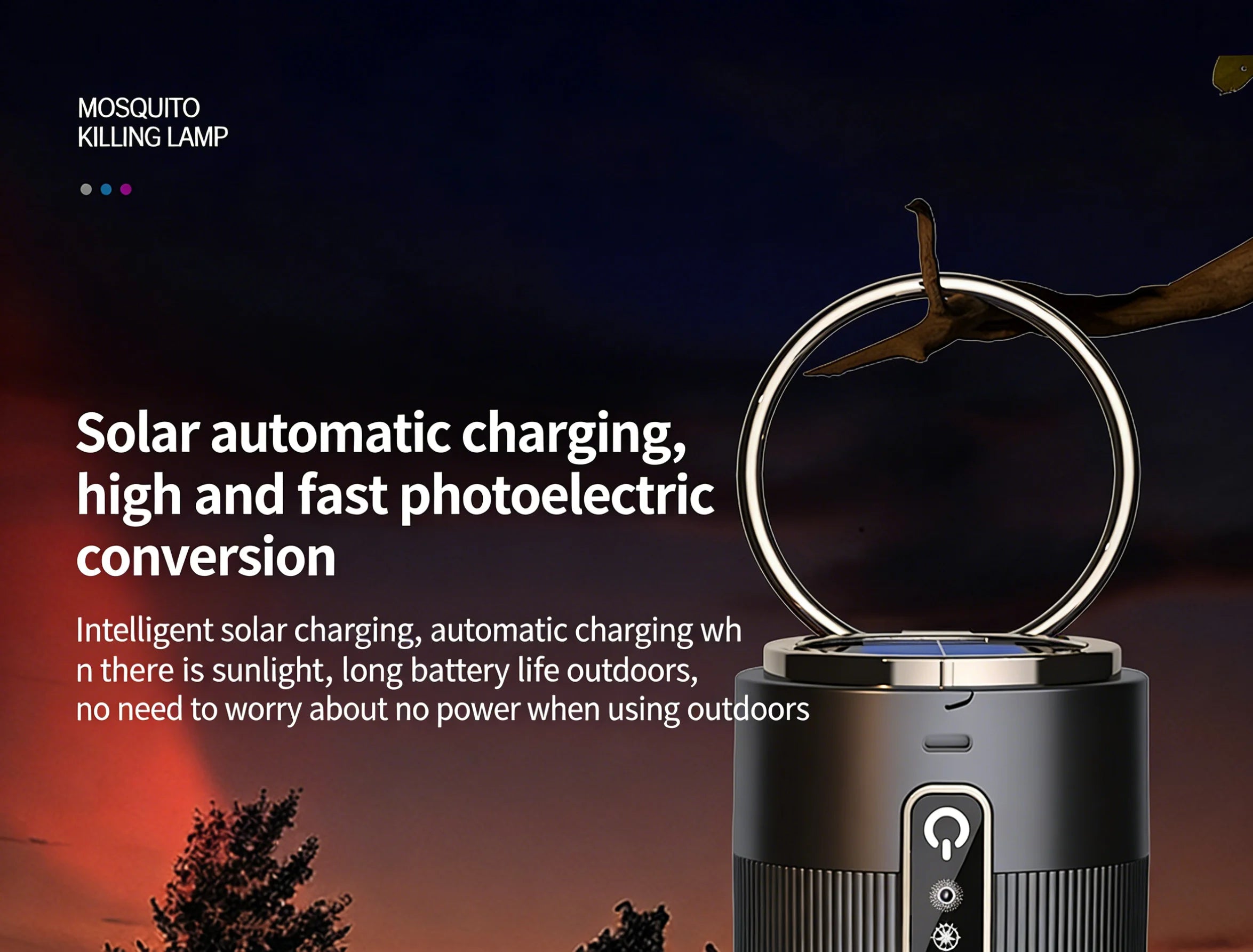 Outdoor Solar Energy Mosquito Killer Camping lamp Upgrade Household Mosquito Repellent USB Rechargeable Portable Insect Killer