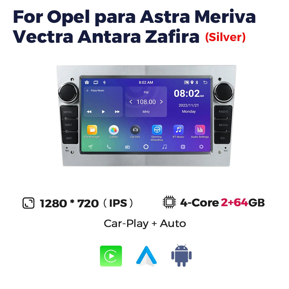 Android 15 64G Car Radio For Opel Astra H J 2004 Vectra Vauxhall Antara Zafira Corsa C D Vivaro Meriva Veda GPS autoradio Stereo