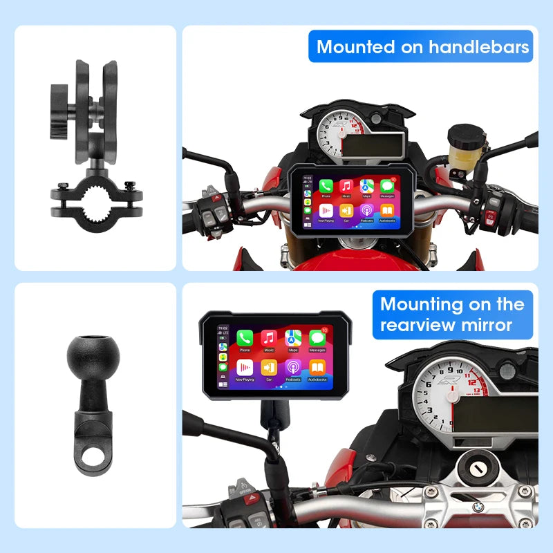 Jansite Motorcycle Display Screen Carplay Moto Navigation Portable Digital Dashboard Motobike Android Auto Waterproof BT Monitor