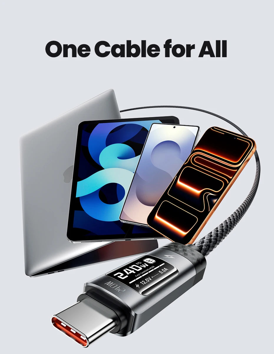 Toocki X111 240W USB C Cable Fast Charging PD3.1 OLED Digital Display Type C to Type C Cable For Macbook iPhone 17 Samsung S25