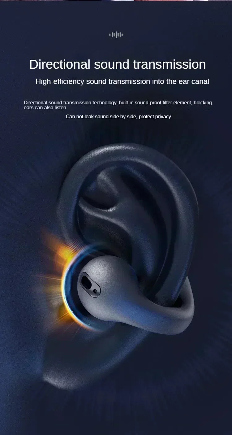 T75 Bluetooth headset 5.3 wireless bone conduction headset clip-on music sports game headset