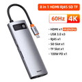 Baseus 4K 60Hz USB C Hub 3.1 USB Splitter Type C to HDMI-compatible RJ45 PD 100W Adapter for Macbook Air Pro M2 M1 Dock Station
