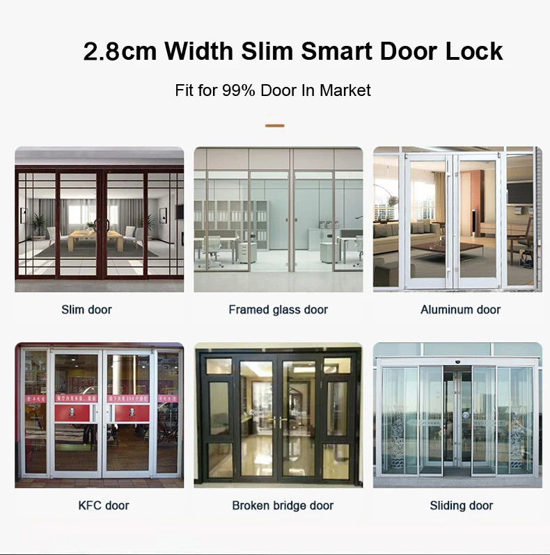 ZHDCOOKEY Fingerprint Biometric Slim Waterproof Smart Door Lock Aluminum RFID Card Password TTLock Electronic Sliding Door Locks