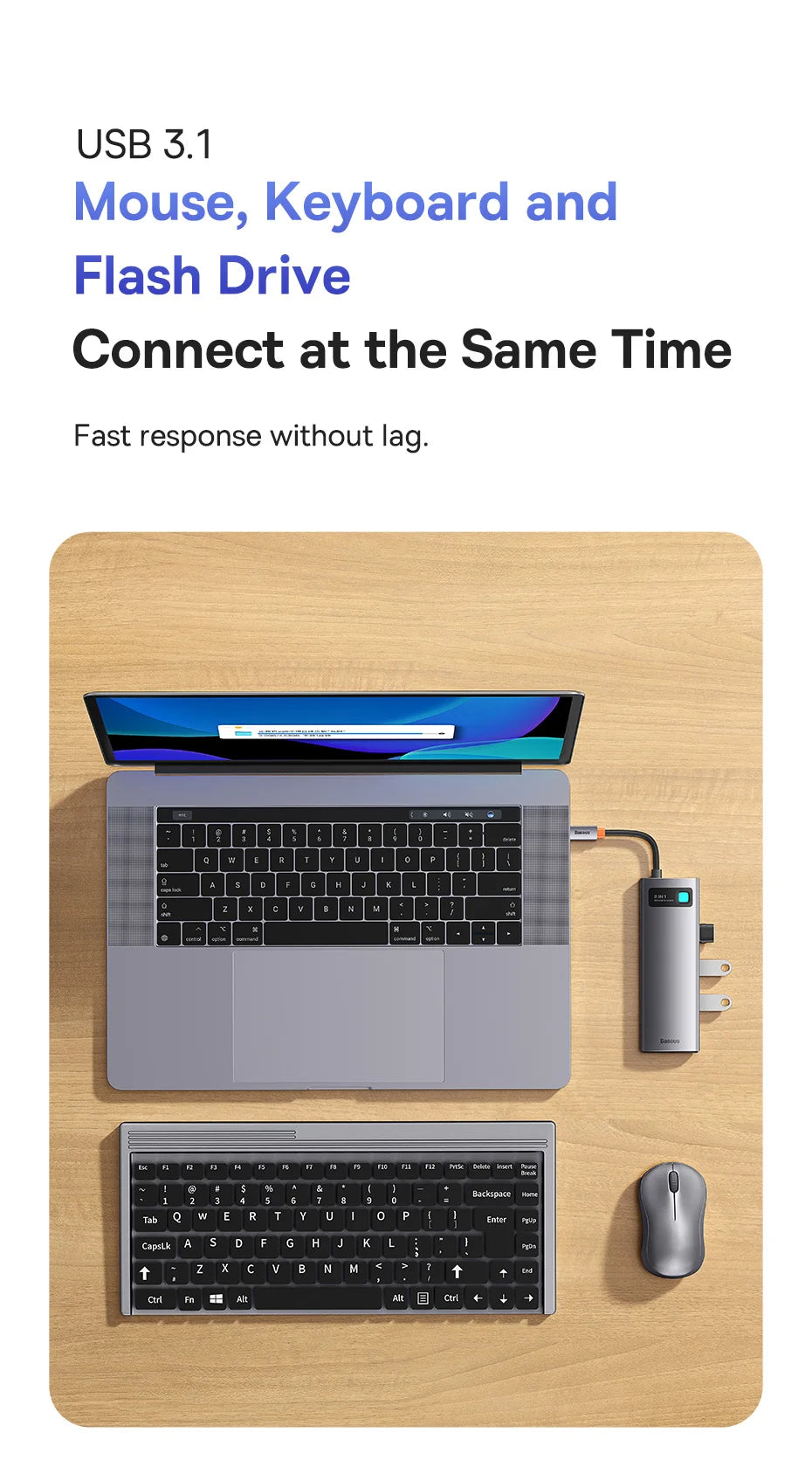 Baseus 4K 60Hz USB C Hub 3.1 USB Splitter Type C to HDMI-compatible RJ45 PD 100W Adapter for Macbook Air Pro M2 M1 Dock Station