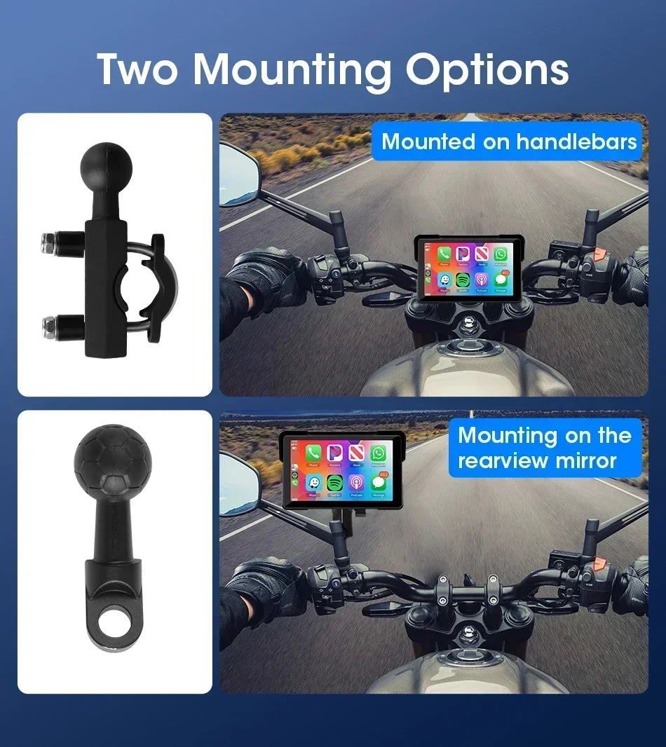 7 inch Portable Motorcycle GPS Navigation IPX7 Waterproof LCD Display For Wireless CarPlay Android Auto Support DVR TPMS