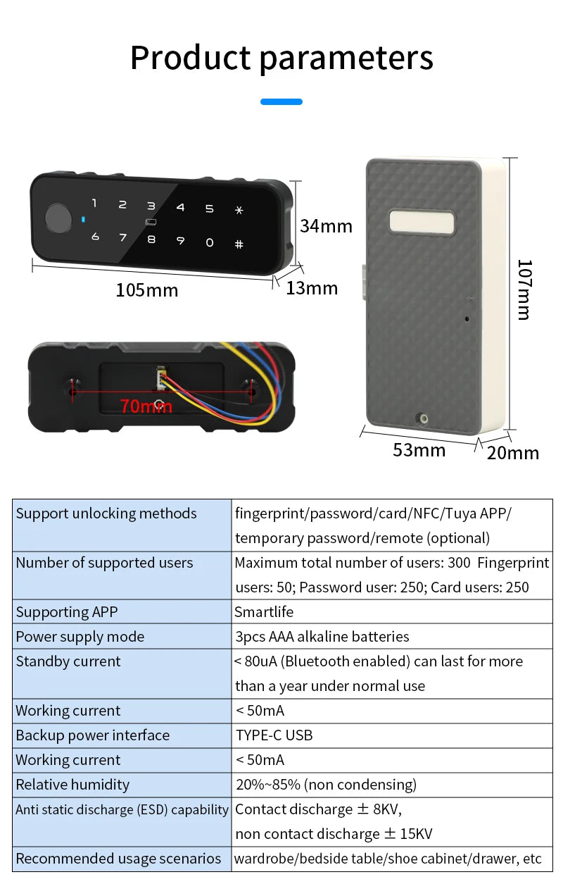 Tuya Cabinet Lock Invisible Electronic RFID Hidden Door lock Keyless Inivisble RFID Locker Castle Furniture Cabinet,Drawer Lock