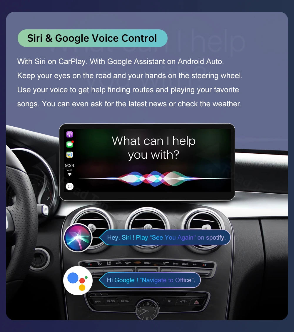 New 12.3" Linux Touch Screen for Mercedes Benz W205 GLC C V Class V447 GLA CLA NTG5.0 2015-2019 Wireless Carplay Android Auto