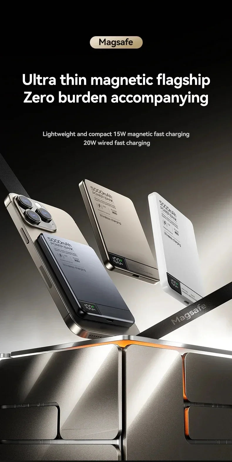 VIVO Ultra-thin Wireless Power Bank Magnetic Large Capacity Portable Fast Charging Spare Battery For iPhone Samsung For Magsafe