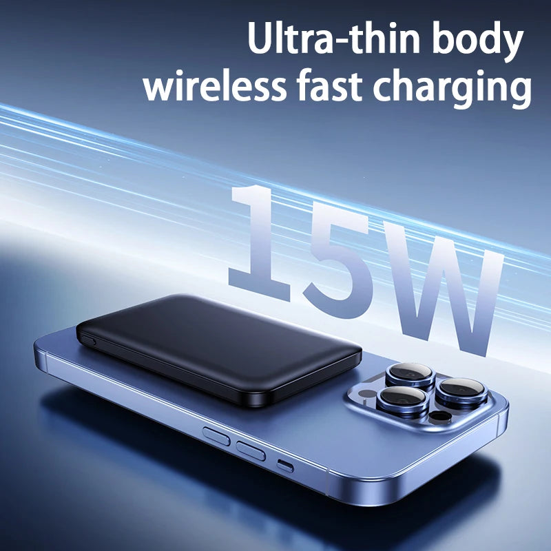 Thin Wireless Power Bank Magnetic PD20W 5000mAh Portable Fast Charging External Battery for Magsafe For iPhone 16 15 14 13