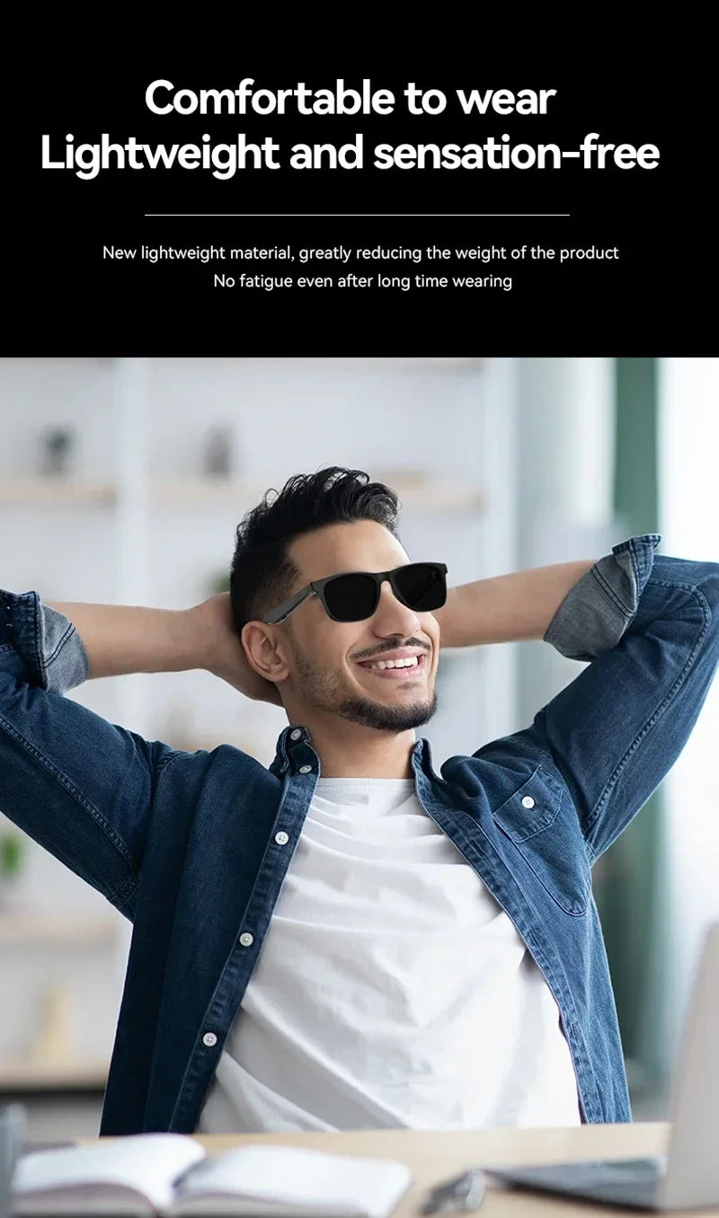 Lenovo AI Smart Glasses Remote Control 8K HD Camera Touch Photo Recording Translator Voice Assistant Music Bluetooth Sunglasses