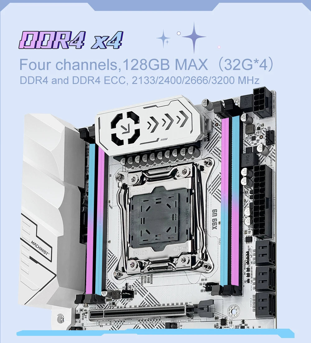 MACHINIST X99 U9 Motherboard Support TPM2.0 LGA 2011-3 Xeon E5 cpu DDR4 RAM C612 chip with 3*NVME M.2 slot SATA3.0 White armor
