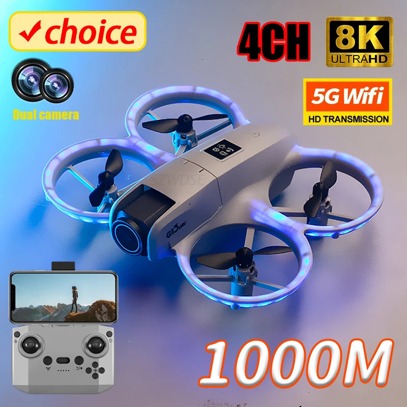 NEW GT3 Mini Foldable Drone With Lights 8k Aerial Photography Optical Flow Positioning 360° Obstacle Avoidance Helicopter Drone