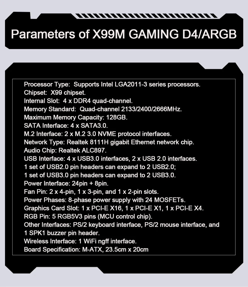 X99 GAMING D4 Motherboard Set Kit With LGA2011-3 Xeon E5 2683 V4 CPU DDR4 16GB REG ECC memory NVME M.2 TPM 2.0 Interface X99 set