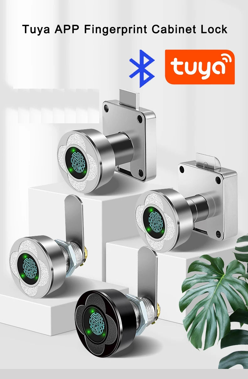 Work with Tuya APP Smart Electric Fingerprint Drawer Cabinets Lock Remote Contro for Indoor Home Office Used