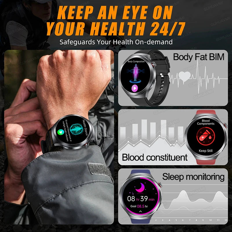 Hospital Level Accurate Measurement Blood Analysis Health Smart Watch ECG Uric Acid Blood Lipids BT Call Smart Watches For man