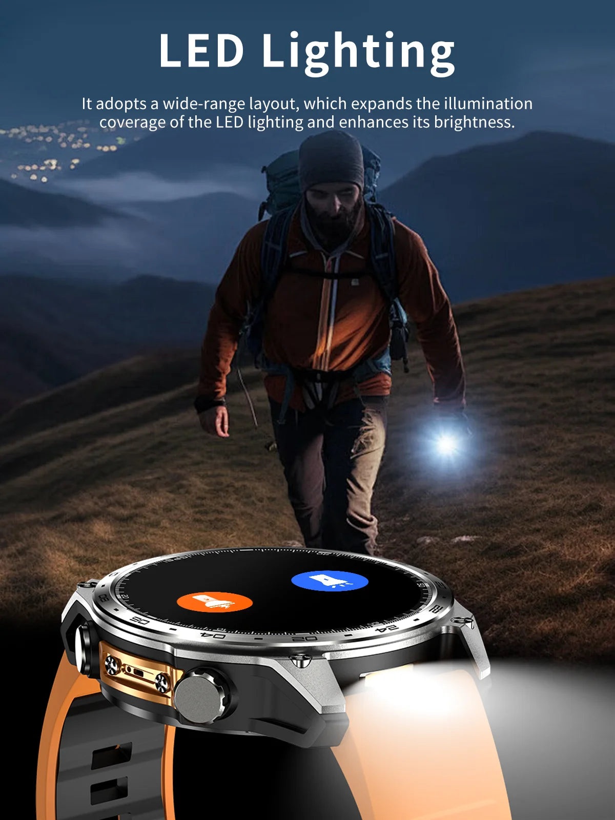 New Military Outdoor Smartwatch Built-in GPS Compass Altimeter 3ATM Waterproof 530mAh BT Call Watches Sports Smart Watch Men