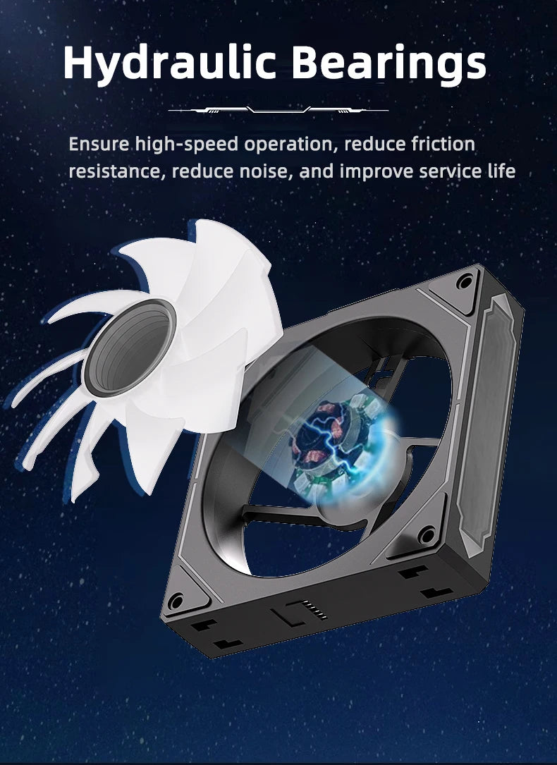 Coolcirc DL-1 120mm PC Case Fan 800-2000rpm PWM Hydro Bearing Silent 5V3Pin ARGB Water Cooler Magic Cableless Cooling Ventilator