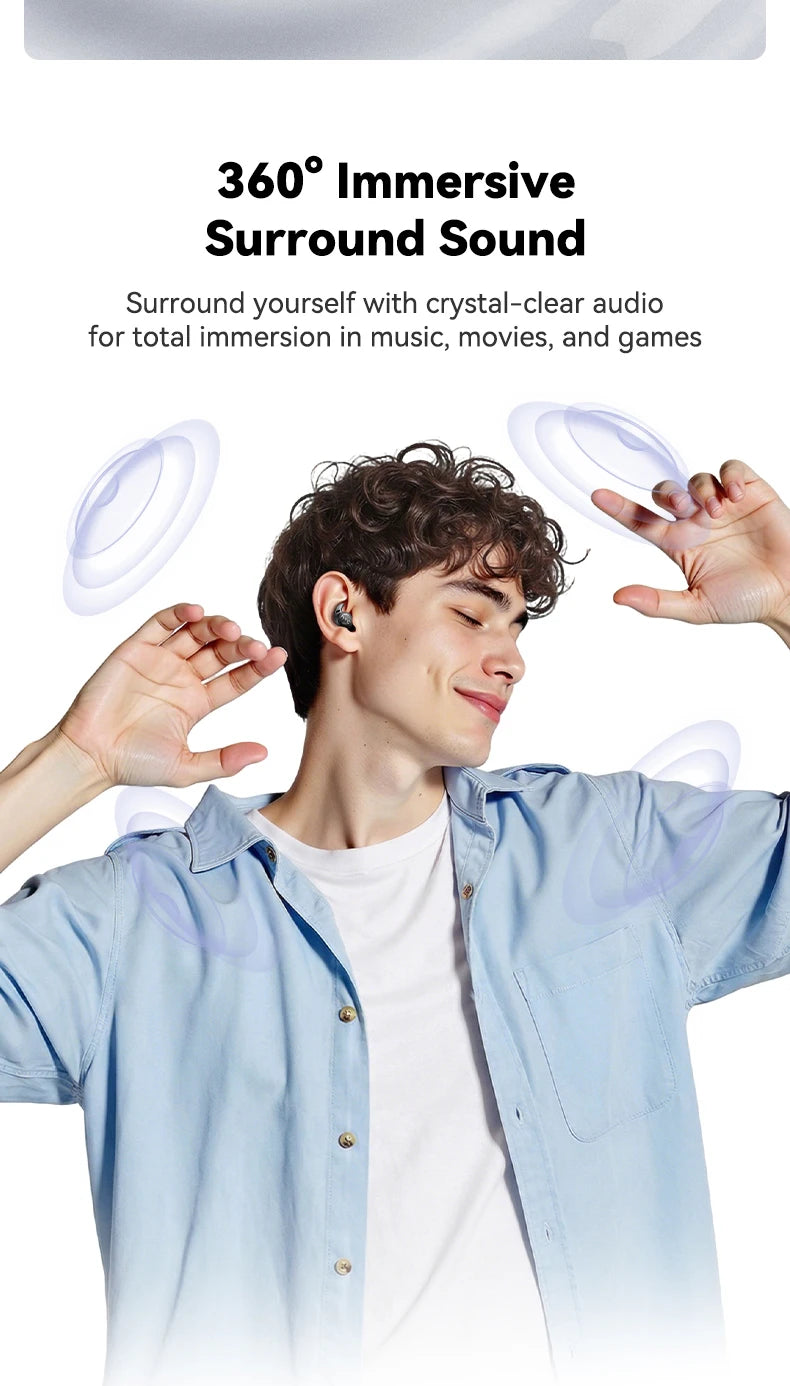Wireless Bluetooth Headphones HTC NE76 Earbuds AI Smart Translation Earphones 30-Hour Battery Life For music office work sleep